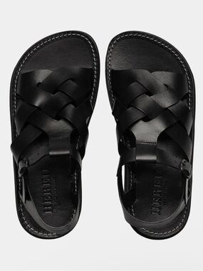 Hereu Beltra Woven Black Leather Fisherman Sandals size 40